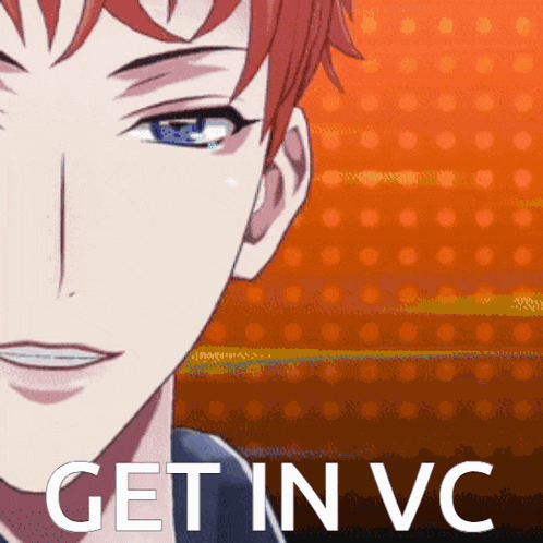 a close up of a man 's face with the words get in vc written below him