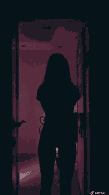 a silhouette of a woman standing in a doorway with tiktok written on the bottom right