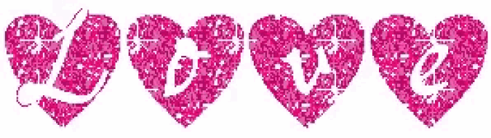 a row of pink hearts with the letter l in the middle