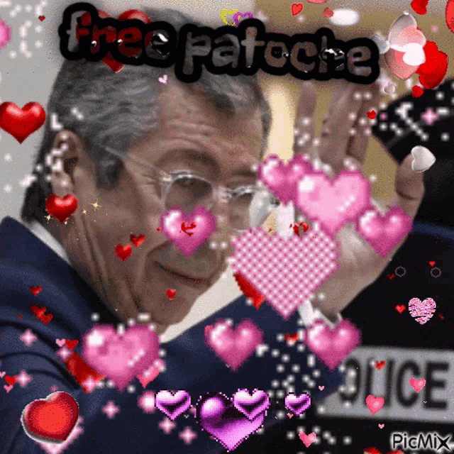a picture of a man surrounded by hearts and the words freepatoche on top