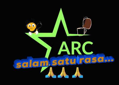a logo for arc with a bee and a cup