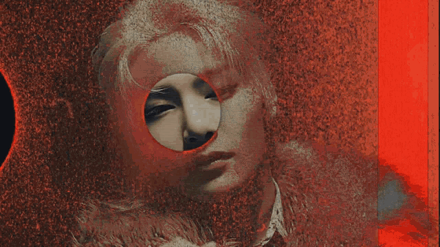 a close up of a person 's face with a fur coat on