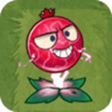 a cartoon illustration of a pomegranate plant with a crown on top of it .