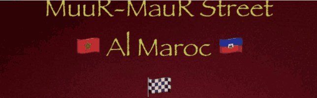 a red background with the words muur-maur street al maroc