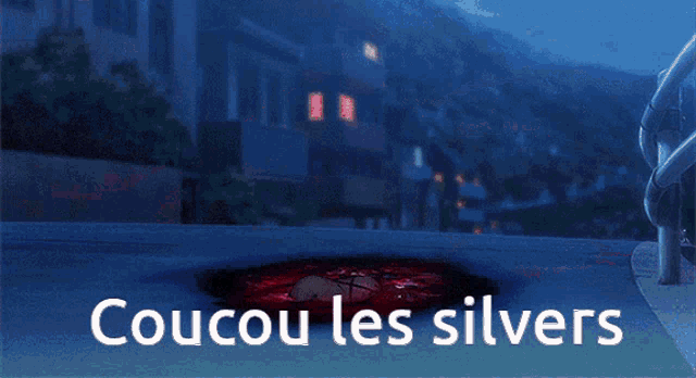 a picture of a person with the words " coucou les silvers " on the bottom