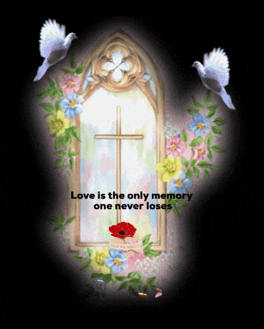 a picture of a cross with the words love is the only memory one never loses on it