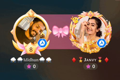 a picture of a man and a picture of a woman with the names midhun and janvy on them
