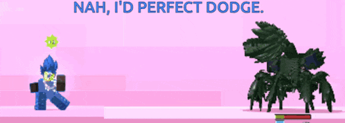 a screenshot of a video game with the words perfect dodge