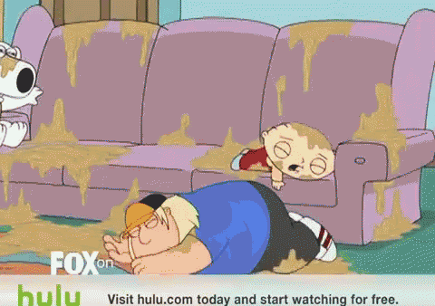 a fox on hulu ad shows a cartoon of a boy laying on a couch