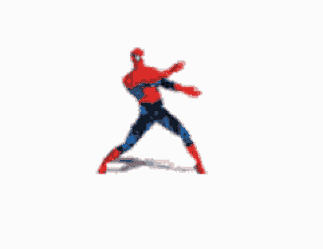 a cartoon of a spider man running with a sword