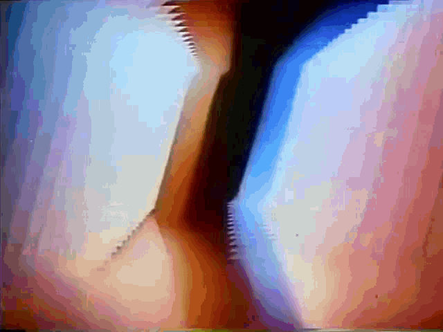 a painting of a person 's torso with a blue and orange background