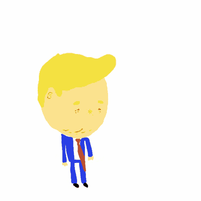 a cartoon of donald trump with a red tie