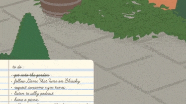 a notebook with a list of things to do including get into the garden