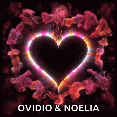 a picture of a heart with the words ovidio & noelia