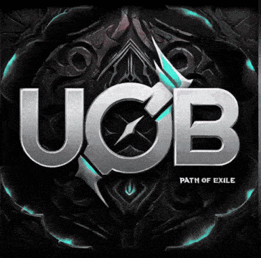 a logo for ucb path of exile is shown on a dark background