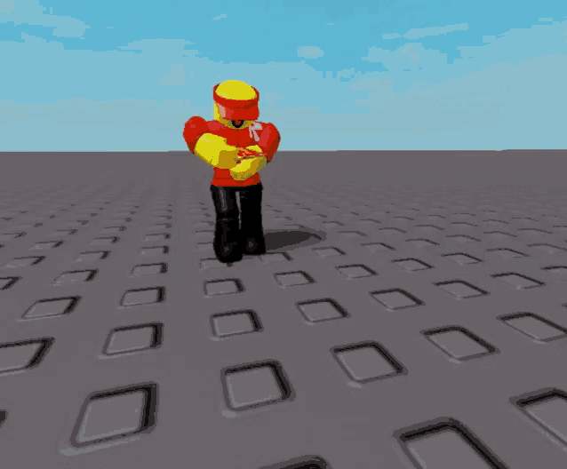 a cartoon character in a red and yellow outfit is holding a hot dog