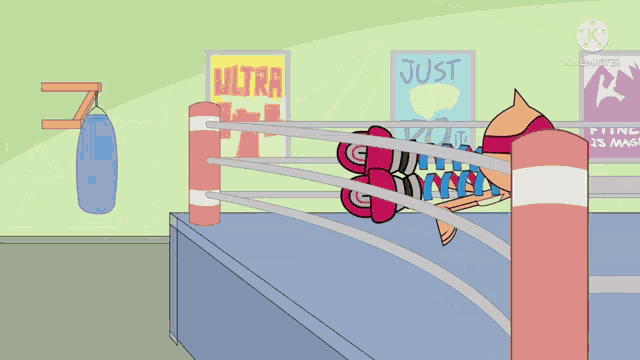 two cartoon characters are fighting each other in a ring