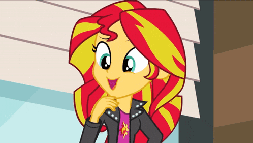 sunset shimmer from my little pony equestria girls is wearing a black leather jacket