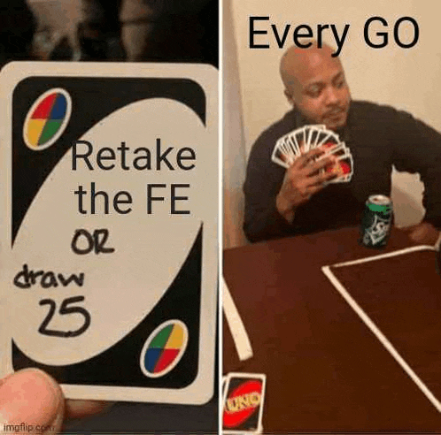 a man is holding a card that says `` retake the fe or draw 25 '' and a picture of a man playing uno .