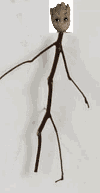 a stick figure with a picture of groot on top of it