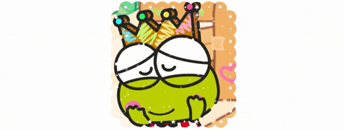 a frog with a crown on its head looks sad