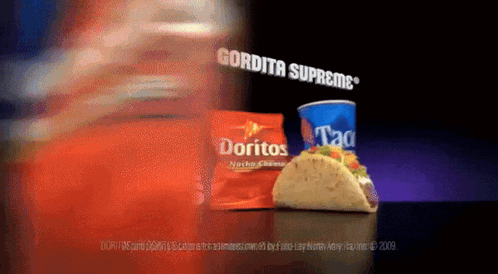 a bag of doritos next to a taco