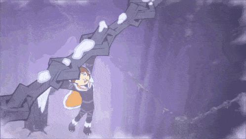 a cartoon drawing of a person holding a purple object
