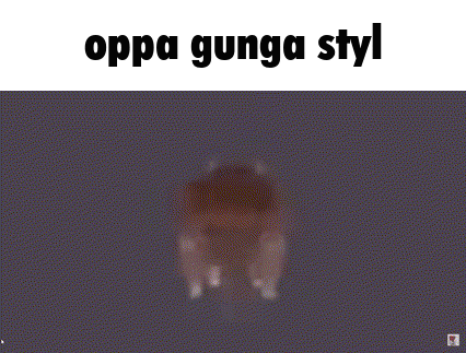 a picture of a dog with the words oppa gunga styl on it