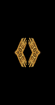 a black background with a gold ring with an x on it