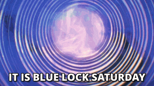 a poster that says it is blue lock saturday with a purple moon in the background