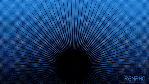 a blue background with black lines and the word renpho
