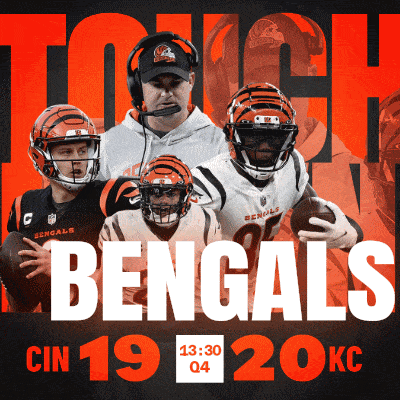 a poster for the bengals football team shows a coach and three players