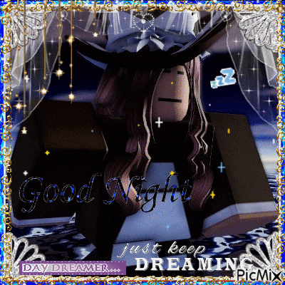 a picture of a girl with the words " good night just keep dreaming "