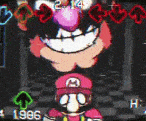a cartoon of mario and wario playing a video game from 1986