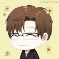 a cartoon of a man wearing glasses and a suit is smiling .