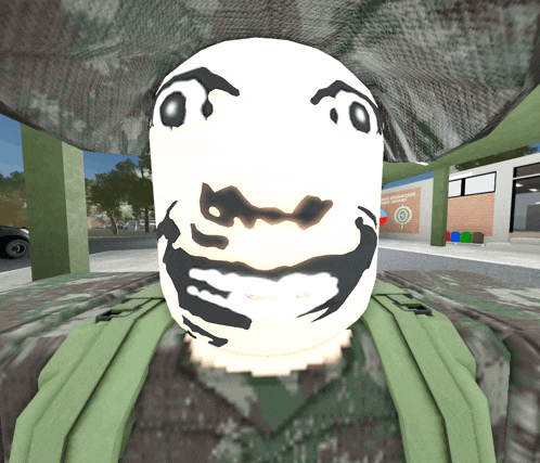 a computer generated image of a man with a smiley face