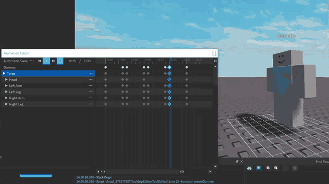 a screenshot of an animation editor with a dummy in the middle