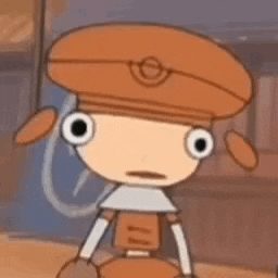 a close up of a cartoon character wearing a hat and gloves