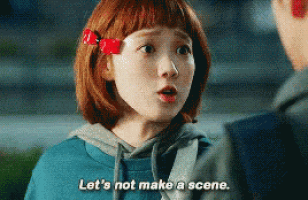 a woman with red hair is saying let 's not make a scene .