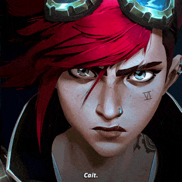 a close up of a person 's face with the words cait on the bottom right