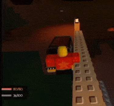 a person is standing on a staircase in a video game with a score of 34/100 .