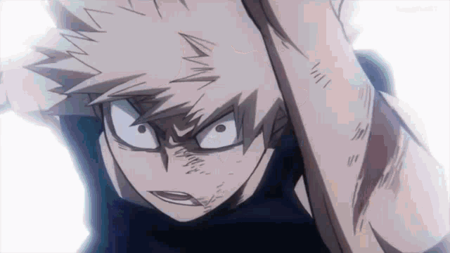 a close up of a person 's face in a cartoon with a very angry look on their face .