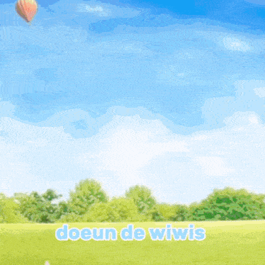 a tree in a field with the words doeun de wiwis below it