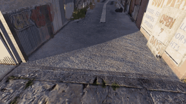 a narrow alleyway with a sign that says days