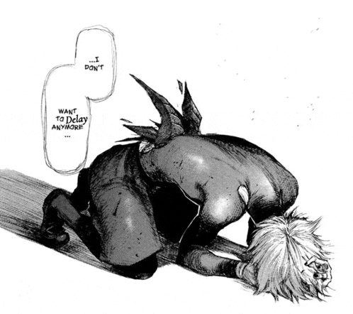 a black and white drawing of a person laying down with the words " i don 't want to delay anymore "
