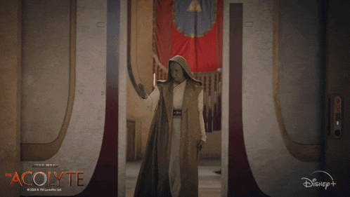 a poster for the acolyte shows a man in a white robe