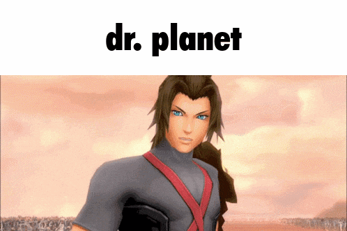 a video game character with the name dr. planet written above him