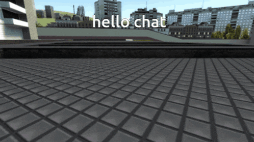 a screenshot of a video game with the words hello chat on it