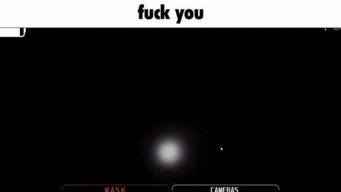 a black and white photo of a tv screen with the words `` fuck you '' written above it .