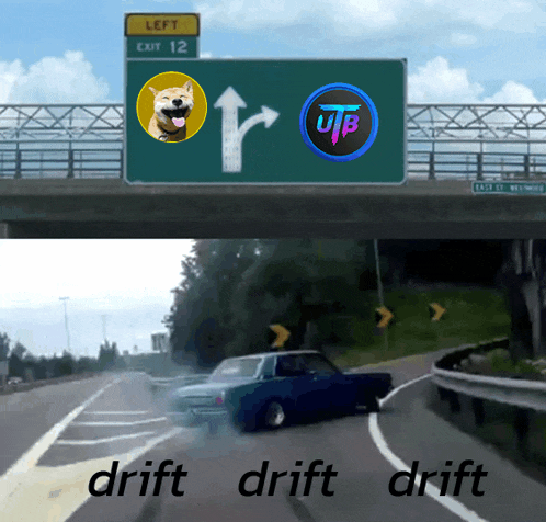 a picture of a car driving down a highway next to a sign that says left exit 12